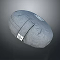 Soft Gray Round Fabric Ottoman With Strap Design For Living Room Decor