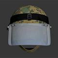 Protective Camouflage Helmet With Transparent Face Shield And Black Strap