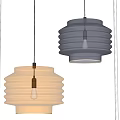 Two Modern Layered Pendant Lights With Ribbed Glass Design And Metallic Finishes For Interior