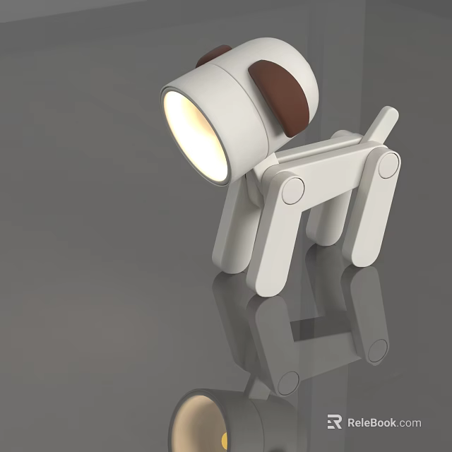 Cute Dog Shaped Table Lamp With White Brown Design For Kids Room Decor 3d model 