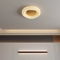 Modern Round LED Ceiling Light in Minimalist Interior With Ceiling Trim and Light Wall 3d model