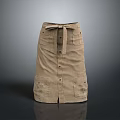 Practical Khaki Apron With Multiple Pockets Buttons And Adjustable Tie Belt