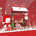 Festive Christmas Art Installation With Transparent Sphere Interior Decorations And Person Standing Nearby
