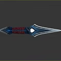 Modern Metallic Dagger With Blue Blade Red Handle And White Gem Design