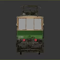 Green Vintage Tram Car Model Featuring Wooden Structure Metal Parts Overhead Wire And Body Emblem
