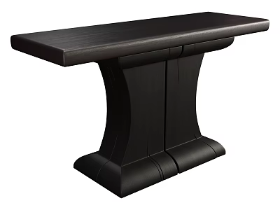 Functional Black Wooden Table with Modern Design Sleek Surface and Unique Curved Base 3d model