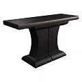 Functional Black Wooden Table with Modern Design Sleek Surface and Unique Curved Base 3d model