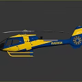 Modern Blue And Yellow Helicopter With Rotors And Shiny Reflective Surface Design
