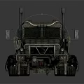 Armored Military Style Old Truck With Large Tires Exhaust Pipes And Front Claws