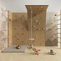 Fun Indoor Play Equipment with Wooden Climbing Wall Colorful Holds Ladder Hanging Ring and Soft Mat