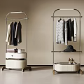 Modern Minimalist Clothes Rack with Hanging Clothes Hat Shoes and Drawer Storage for Books