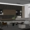 Modern Living Room Interior With Sofa Coffee Table Set Bookshelves Rug And Floor To Ceiling Windows