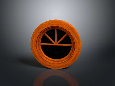 Orange Wooden Circular Home Decor Item With Crossed Grid Lines Design 3d model