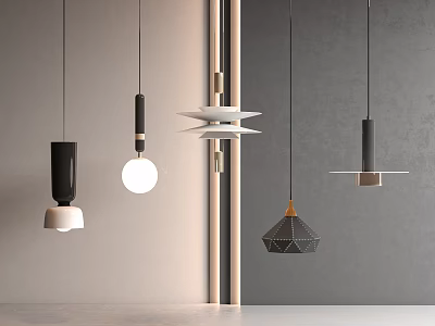 Modern Pendant Lights With Various Geometric Designs And Metal Glass Finishes For Interior Decor 3d model
