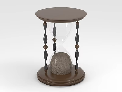 Brown Top Base Hourglass With Transparent Glass Black Brown Decorative Pillars And Sand 3d model