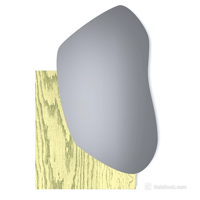 Modern Irregular Shape Decorative Mirror With Wooden Background For Home Interior Design 3d model 
