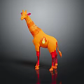 Orange and Red Giraffe with Flame Patterns in Vibrant Artistic Design