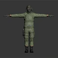 Game Movie Character In Camouflage Uniform With Goggles Standing Pose 3D Render