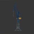 Blue Industrial Construction Crane With Tall Tower Boom And Stable Base Design