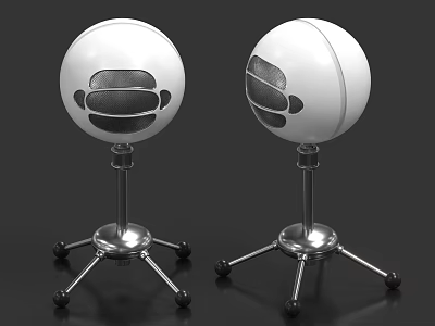 Modern Design White Spherical Audio Speakers With Metal Three Legged Stand 3d model