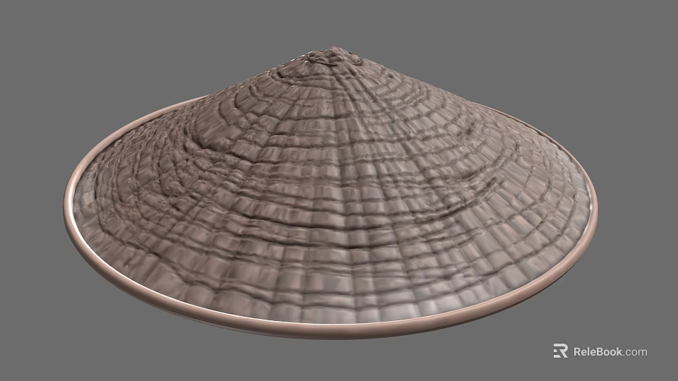 Traditional Woven Hat With Round Brim And Intricate Grid Pattern Design 3d model 