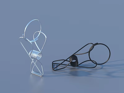Durable Metal Clips in Silver and Black for Home and Office Daily Use 3d model