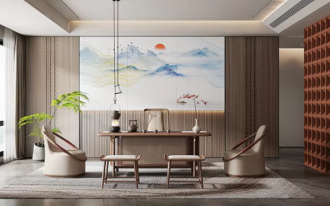 New Chinese Tea Room 3d model