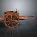 Vintage Wooden Handcart Design With Large Spoked Wheels And Wooden Frame For Decorative Use