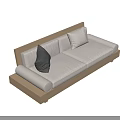 Modern Two Seater Sofa With Wooden Frame White Cushions And Gray Pillows