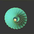Blue Turbine Blade Fan Shaped Design With White Center Reflective Surface Industrial Equipment