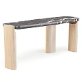 Modern Single Chair With Black Marble Seat And Light Wood Cylindrical Legs