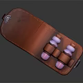 Portable Red Leather Case For Storing Purple Small Daily Essential Bottles