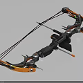 Orange And Black Compound Bow With Mechanical Bowstring Arrow Rest And Sights 3d model