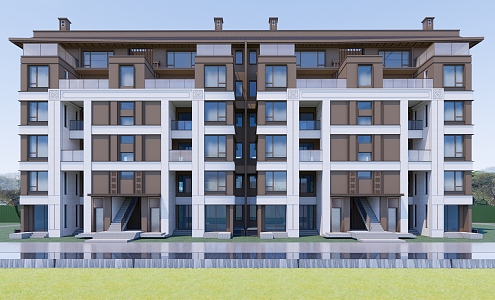 Modern Residential Building Simple Atmosphere Multi-storey House Residential Building 3d model