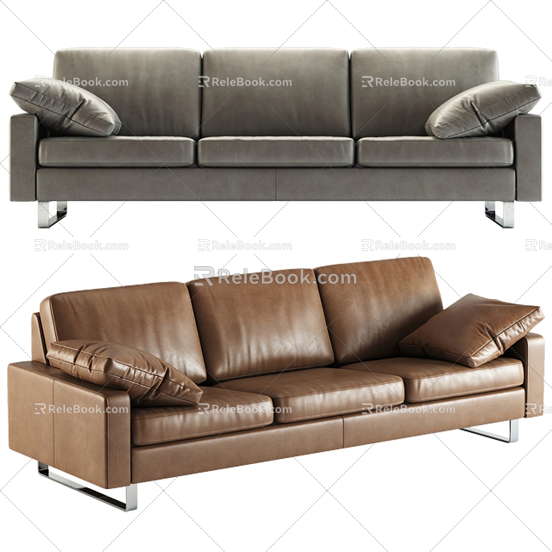 Modern three-seat sofa 3d model