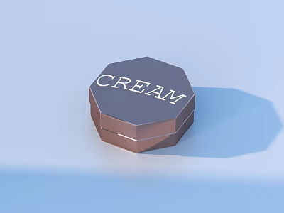 Luxurious Cosmetic Cream Product In Octagonal Metallic Container With Shiny Design 3d model