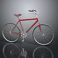 Vintage Red Bicycle With Brown Leather Seat Black Handlebars And Classic Frame