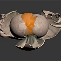Decorative Eggshell Shaped Household Item With Glowing Orange Interior And Transparent Cloud Top