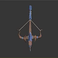 Blue Red Fantasy Bow Weapon With Metal Structure And Sharp Arrow