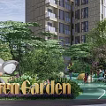 Fun Children's Play Area With Elephant Sculpture Green Plants And Kids Playing Near Tall Buildings