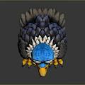 Cartoon Vulture Character With Blue Head Yellow Beak White Collar Gray Feathers And Big Eyes
