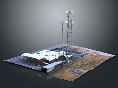 Industrial Equipment Telecommunication Towers With Antennas Base Station And Metal Structures 3d model