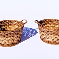 Modern Courtyard Sketches Bamboo Basket Dirty Clothes Basket Rattan Storage Basket Bamboo Vegetable Basket Woven Bamboo Basket Farming Sketches Basket 3d model