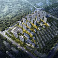 Aerial Planning of Modern Residential Area With High Rise Buildings Greenery and Road Layout