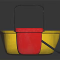 Red and Yellow Plastic Buckets for Daily Washing Use with Black Handles