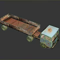 Old Rusty Blue Vintage Truck Model With Open Bed And Weathered Metal Body