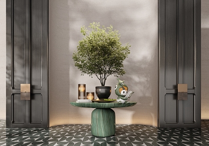 CCD Hotel End View Table Ornaments Floriculture Moss Combination Tree Green Plant Potted Table Lamp 3d model