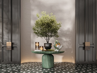 CCD Hotel End View Table Ornaments Floriculture Moss Combination Tree Green Plant Potted Table Lamp 3d model