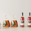 Elegant Wine Bottles And Glasses Displayed On White Table With Unique Designs