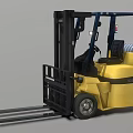 Yellow Heavy Duty Forklift With Operator Cab And Front Loading Forks 3d model